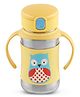 JAYPEE Angel Sipper Bottle for Kids |Food Grade Inner Stainless Steel with Straw|Better Grip with Silicone Cladding|Turn Around Handles for Easy Carry|Drinking Sipper, Yellow-350 ml