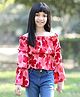 Cutiekins Woven Off Shoulder Full Sleeves Floral Printed Top - Red & Pink