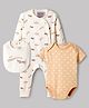Kookie Kids Interlock Knit Full Sleeves Aeroplane Printed Romper with Onesie & Bib- Multicolour