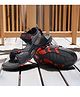 asian Abstract Designed Velcro Closure Sandals - Black & Red
