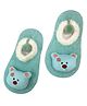 Neska Moda Knit Bear Applique Detailed Socks - Sky Blue & White