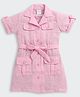 Tiny Girl Half Sleeves Solid Slim Fit Dress With Belt - Pink
