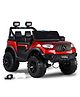 Babyhug Battery Operated Ride on Jeep with LED Lights - Red| Rechargeable Battery| Openable Doors| Built-in Music & AUX| Remote Control| Easy to Assemble| Forward Reverse & Swing| Indoor Outdoor Toy