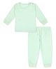 MoMaa Cotton Blend Knit Full Sleeves Striped Thermal Set - Pista Green