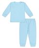 MoMaa Cotton Blend Knit Full Sleeves Striped Thermal Set - Sky Blue