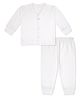 MoMaa Cotton Blend Knit Full Sleeves Striped Thermal Set - White
