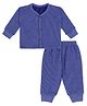 MoMaa Cotton Blend Knit Full Sleeves Striped Thermal Set - Blue