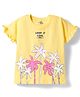 Doodle Poodle 100% Cotton Knit Half Sleeves Floral Printed Oversized Top- Yellow