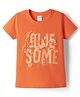 Tango Single Jersey Knit Half Sleeves Text & Rainbow Printed T-Shirt - Orange