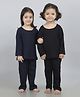Sheer Love Cotton Jersey Knit Pack Of 2 Full Sleeves Solid Night Suit Sets - Navy Blue & Black