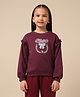 US Polo Assn Knit Full Sleeves Sweatshirt with Brand Name Graphic & Bow Applique - Burgundy
