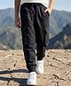 Arias 100% Cotton Knit Full Length Solid Colour Jogger With Cargo Pocket - Black
