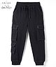Arias 100% Cotton Knit Full Length Solid Colour Jogger With Cargo Pocket - Black
