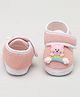 KIDSUN Animal Applique Detailed Textured Velcro Closure Anti Skid Booties - Peach