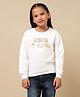 US Polo Assn Cotton Knit Full Sleeves Sweatshirt with Brand Name Print - White