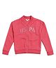 US Polo Assn Cotton Knit Full Sleeves High Neck Solid Colour SweatJacket With Foil Print Detailing - Pink