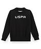 US Polo Assn Cotton Woven Full Sleeves Pullover Sweater With Brand Embroidery - Black