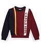 US Polo Assn Cotton Woven Full Sleeves Pullover Sweater With Color Block Design - Dark Red