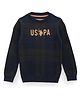 US Polo Assn Woven Full Sleeves Pullover Sweater With Text Print - Green