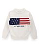 US Polo Assn Cotton Knit Full Sleeves Pullover Sweater With USA Flag Design - White