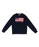 US Polo Assn Cotton Woven Full Sleeves Pullover Sweater With USA Flag Design - Navy Blue