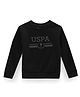 US Polo Assn Knit Full Sleeves Sweatshirt with Brand Name Print - Black