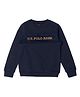 US Polo Assn Knit Full Sleeves Sweatshirt with Brand Name Embroidery - Navy Blue