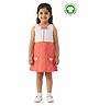 Pranava Organic Cotton Knit Sleeveless Checked & Floral Printed Dress - Pink