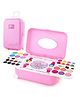 VikriDA 2-in-1 Kids Makeup Palette & Nail Art Kit with Portable Trolley Bag | Pretend Play Cosmetic Set for Girls  Pink