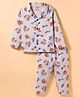 Smarty Boys Sinker Woven Full Sleeves Co-ords Night Suit With Basket Ball Print - Grey