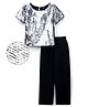 Hola Bonita Knit Half Sleeves Sequin Party Top & Pant Set - Silver & Black