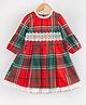 Hugsntugs Cotton Woven Full Sleeves Checked Lace Detailed Dress - Multi Colour