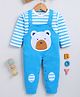 TOONYPORT Cotton Blend Knit Teddy Patch Detailed Dungaree With Full Sleeves Tee - Blue
