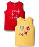 Doodle Poodle 100% Cotton Knit Sleeveless Tank T-Shirts with Airplane Print Pack of 2 - Red & Yellow