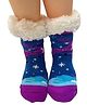 Butterthief Woollen Knit Christmas Theme Snowflakes Designed Fur Detailed Anti Skid Socks - Sky Blue