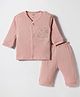 Zero Knit Full Sleeves T-Shirt & Pyjama Night Suit With Bunny Print - Rose Gold