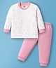 Zero Knitted Full Sleeves Front Open Animal Printed T-Shirt & Solid Jogger Pant Set -Peach
