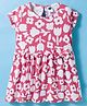 Teddy Sinker Knit Half Sleeves Frock With Floral Print - Red