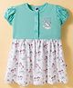 Teddy Sinker Knit Half Sleeves Frock With Unicorn & Cloud Print - Turquoise