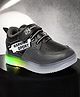 Maimne Warning Sport Text Designed Velcro Closure LED Shoes - Black