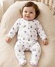 Babyoye Eco Conscious 100% Cotton Knit With Eco Jiva Finish Full Sleeves Footed Sleep Suit With Floral Print - White