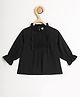 Chuppan Chupai Rayon Woven Three Fourth Sleeves Pin Tuck Detailed Top - Black