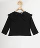 Chuppan Chupai Rayon Woven Full Sleeves Solid Peter Pan Collared Top - Black