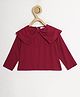 Chuppan Chupai Rayon Woven Full Sleeves Solid Peter Pan Collared Top - Maroon
