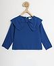 Chuppan Chupai Rayon Woven Full Sleeves Solid Peter Pan Collared Top - Royal Blue