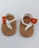 Pihoo Woolen Blend Knit Pearl Embellished Floral Applique Detailed Crochet Booties - White