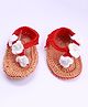 Pihoo Floral Applique Detailed Pearl Embellished Crochet Booties - Red
