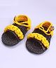Pihoo Woollen Blend Knit Colour Blocked Crochet Booties - Yellow