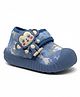 Lil Lollipop Monkey Applique Detailed Velcro Closure Booties - Blue