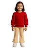 Kidbea Cotton Knit Full Sleeves Heart Designed Winter Sweatshirt & Pants Set - Red & Beige